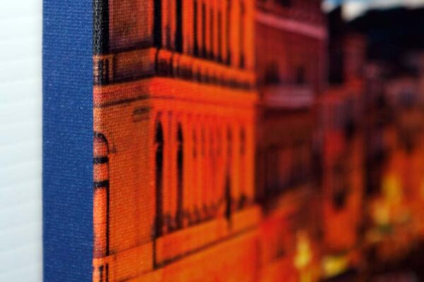 Close-up of a gallery wrapped canvas print edge Close-up of a gallery wrapped canvas print edge