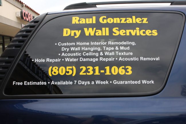 Vehicle Car Van Truck Window Lettering in Simi Valley, CA