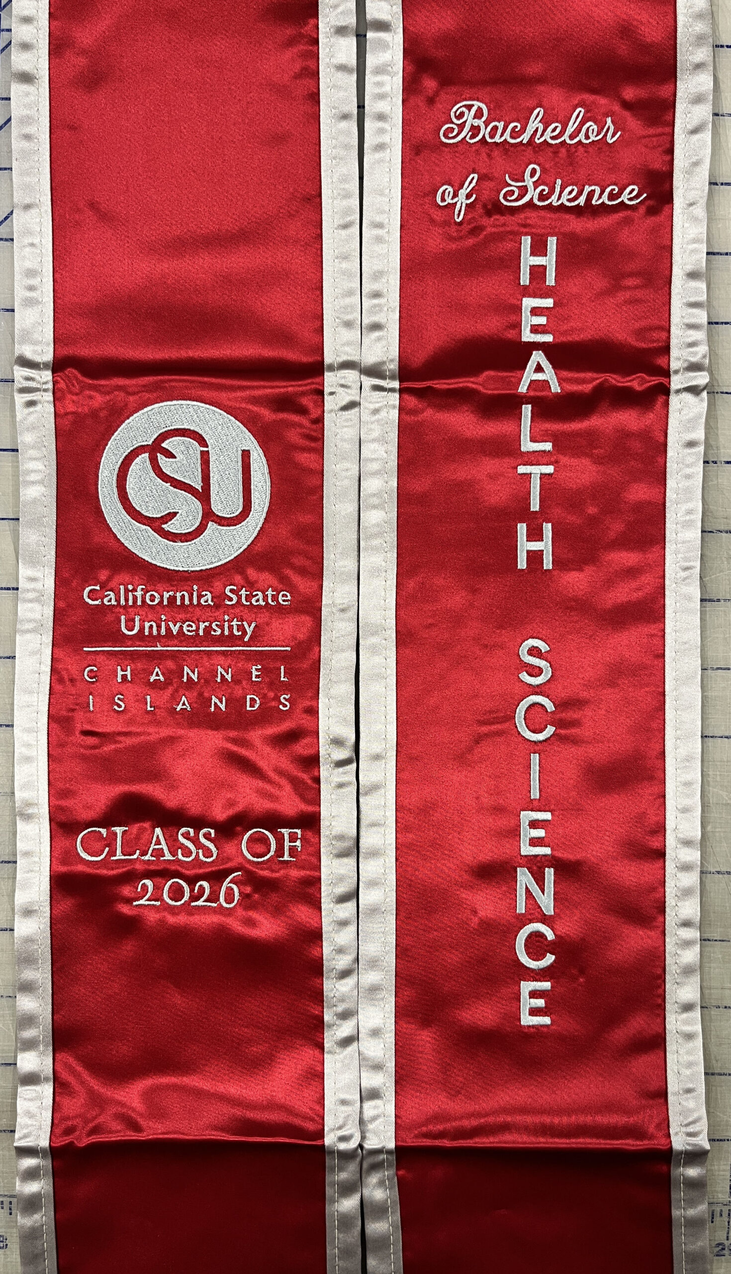 High quality custom graduation sash embroidery for Southern California college and university students
