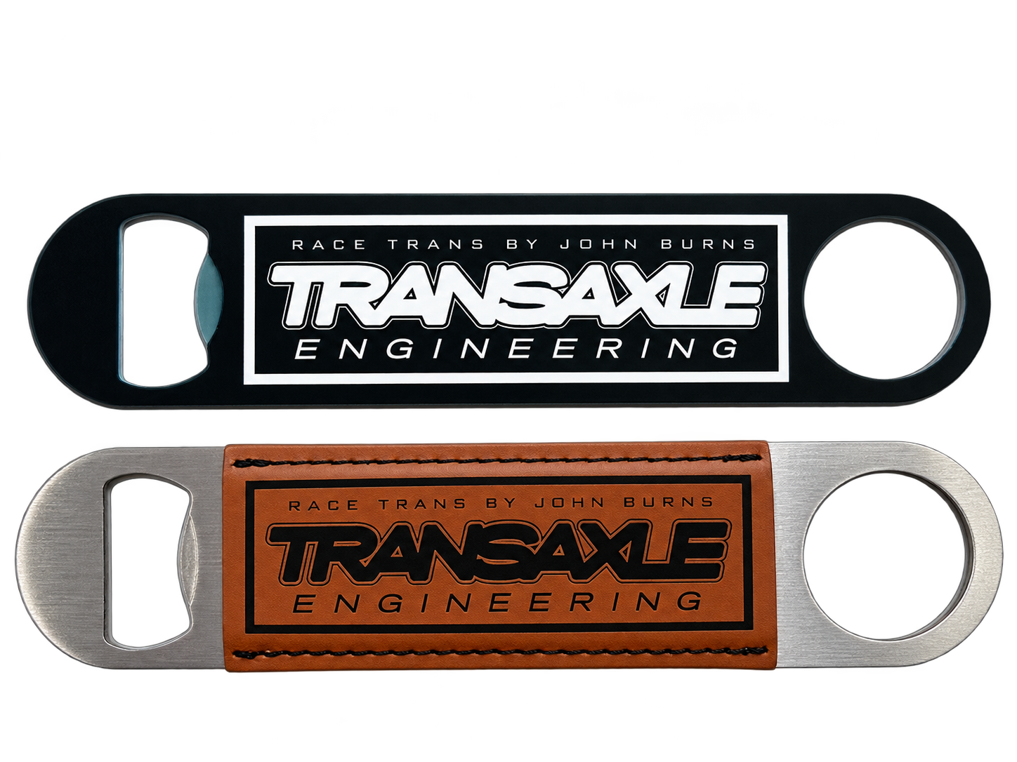 Transaxle Engineering bottle openers with printed and laser engraved logo examples