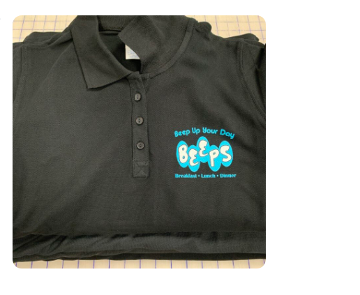 Beeps polo shirt with embroidered restaurant logo