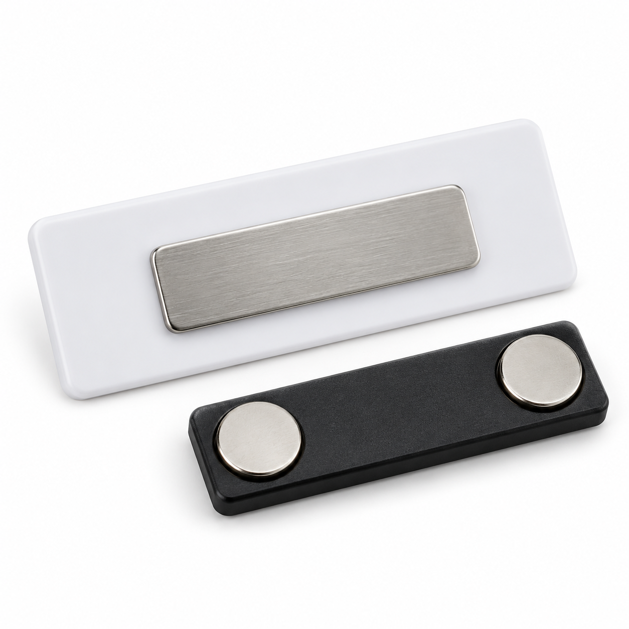 badge-magnetic-backing Illustration of a two-piece magnetic name badge backing