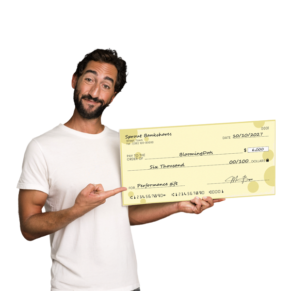 giant-check-sample-4 Person holding a yellow award presentation check