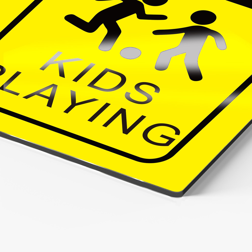 Yellow Kids Playing reflective warning sign Yellow Kids Playing reflective warning sign