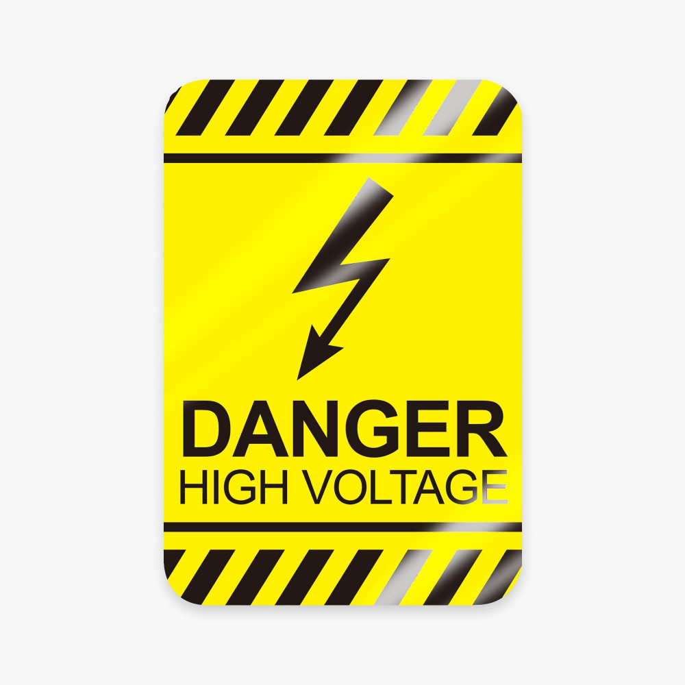 Yellow and black Danger High Voltage reflective warning sign Yellow and black Danger High Voltage reflective warning sign