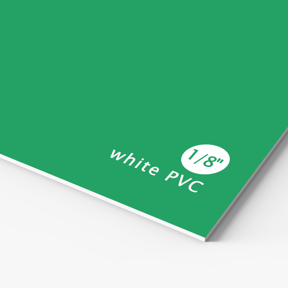 Green printed sample of white PVC sign board Green printed sample of white PVC sign board