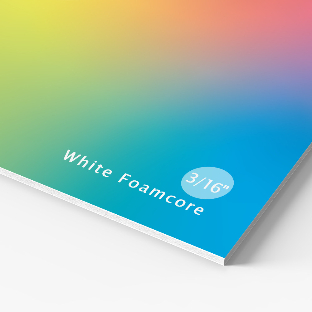 Printed foamcore sign board showing its white core Printed foamcore sign board showing its white core