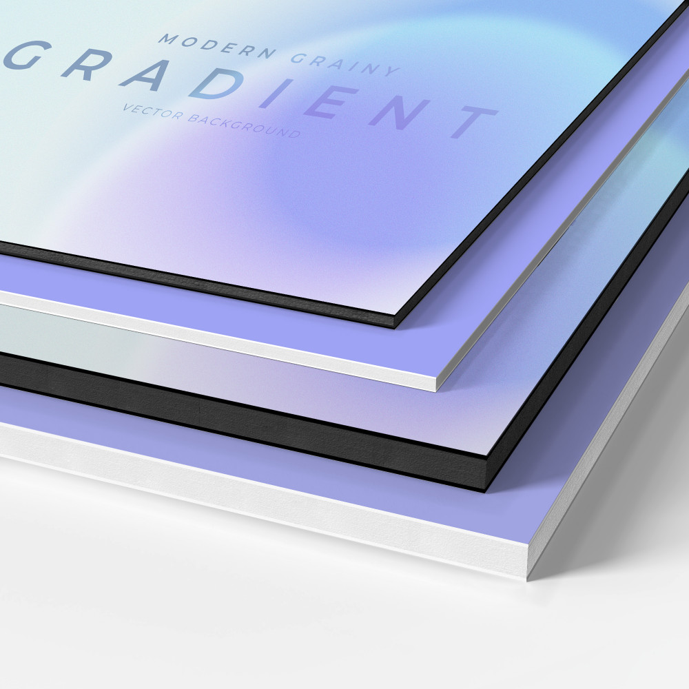 Stack of rigid sign board material samples Stack of rigid sign board material samples
