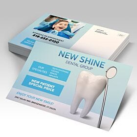 Blue and white silk finish dental postcards