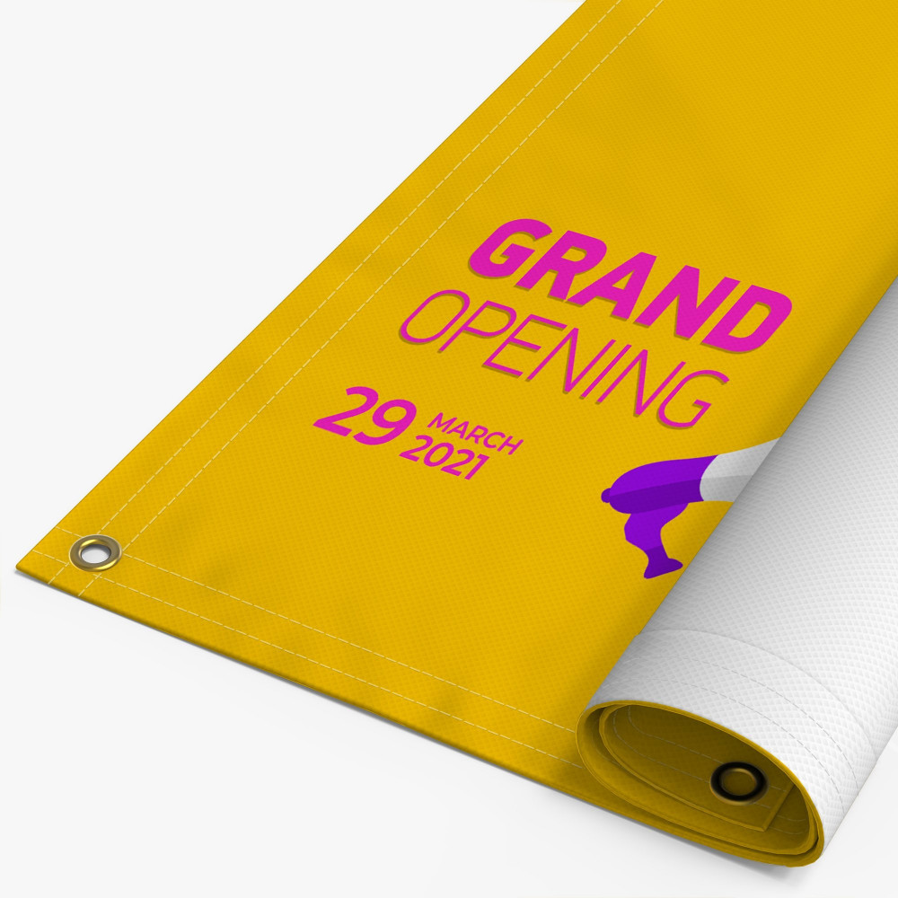 13 oz Vinyl Banner sample 13 oz Vinyl Banner product sample showing the printed banner material and display