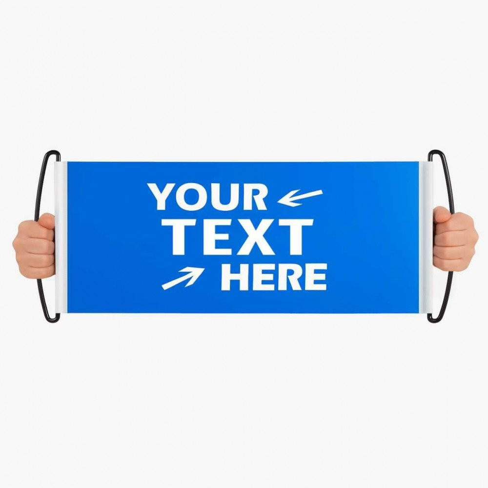 Hand Banner sample Hand-held vinyl banner product sample with display handles