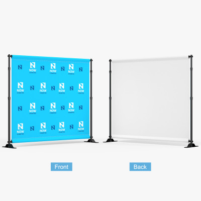 step-repeat-product-2 Front and reverse views of single-sided step and repeat fabric backdrop