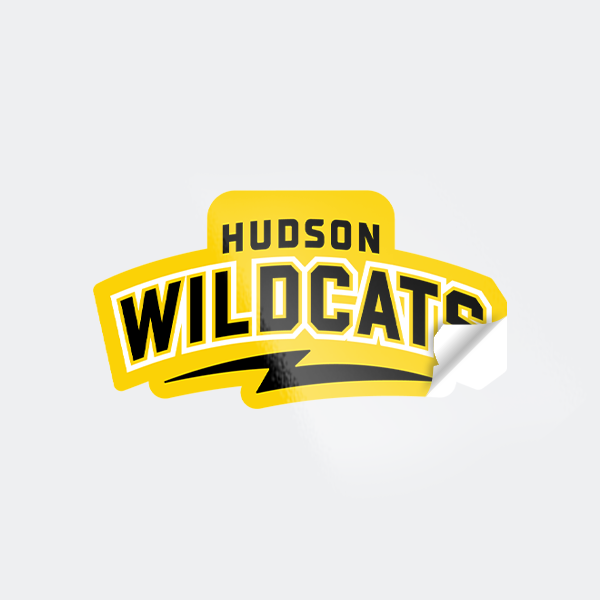 Die-cut Hudson Wildcats team logo sticker with a peeled corner Die-cut Hudson Wildcats team logo sticker with a peeled corner