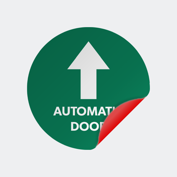 Round green Automatic Door sticker with an upward arrow Round green Automatic Door sticker with an upward arrow