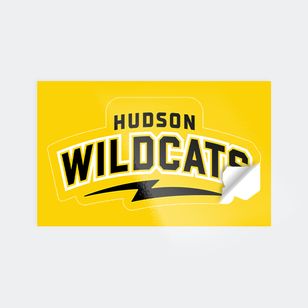 Rectangular yellow Hudson Wildcats team sticker Rectangular yellow Hudson Wildcats team sticker