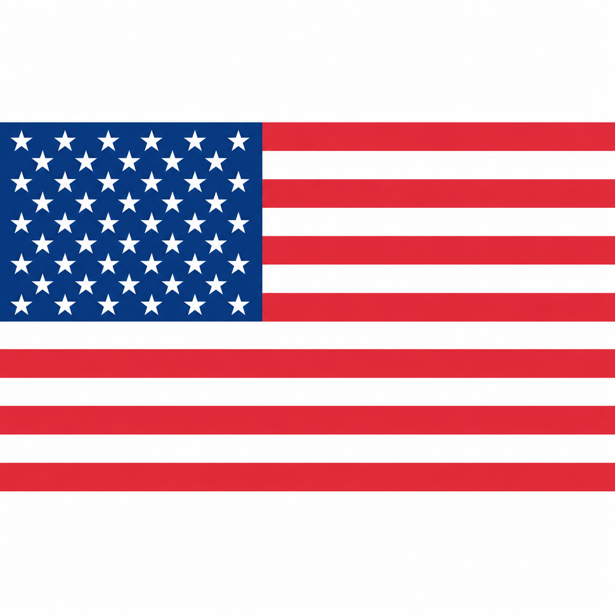 Rectangular U.S. flag sticker with red and white stripes and a blue field of stars