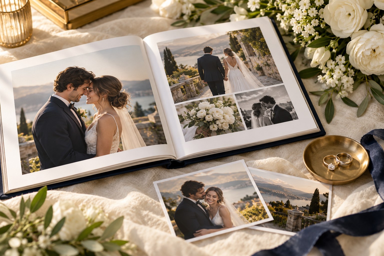 Wedding and Engagement Photo Slideshow Wedding album, engagement photographs and rings for a personalized photo slideshow